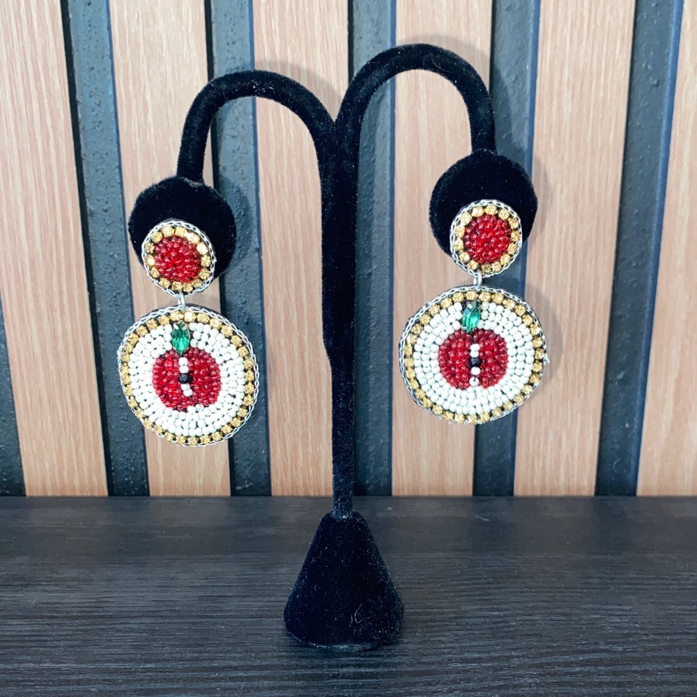 Beaded Apple Earrings